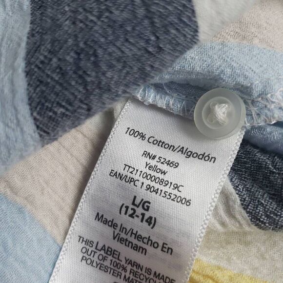 Time and Tru Burton Down Yellow and Blue Stripped Short Sleeve Shirt - Picture 3 of 8